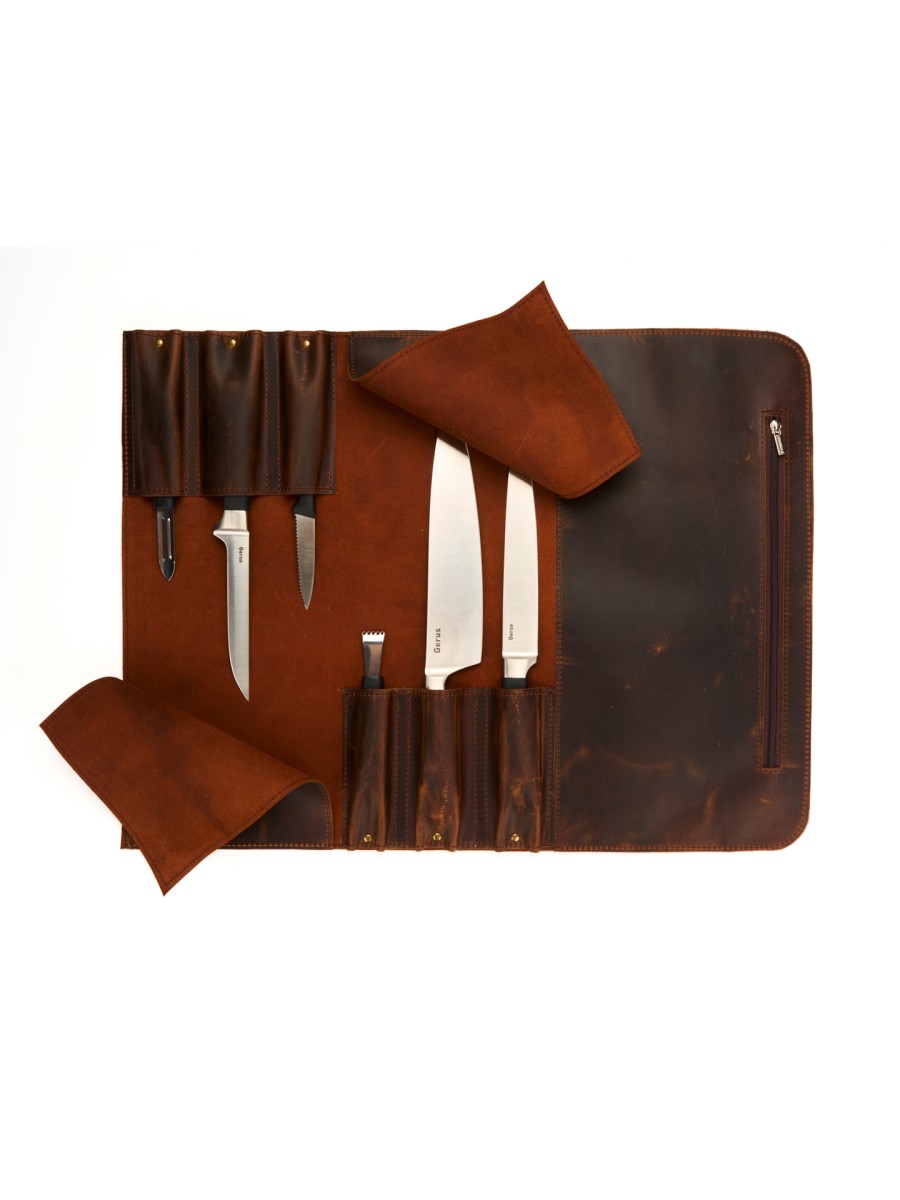 ROLL-LR568 - LEATHER KNIFE ROLL BAG