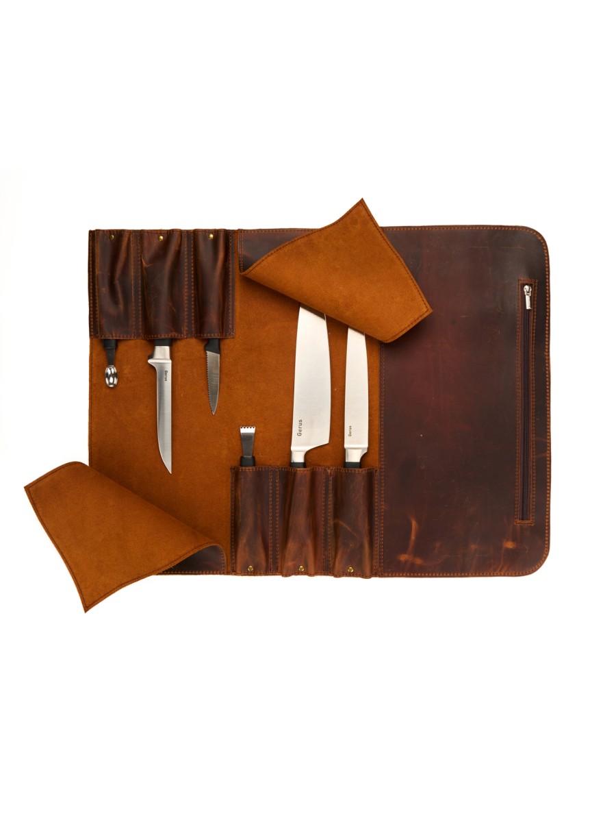 ROLL-LR569 - LEATHER KNIFE ROLL BAG